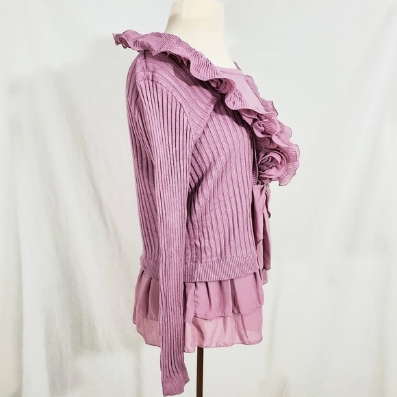 Pink Mauve Elizabethan Ruffle Brocade Shirt - Picture 4 of 8